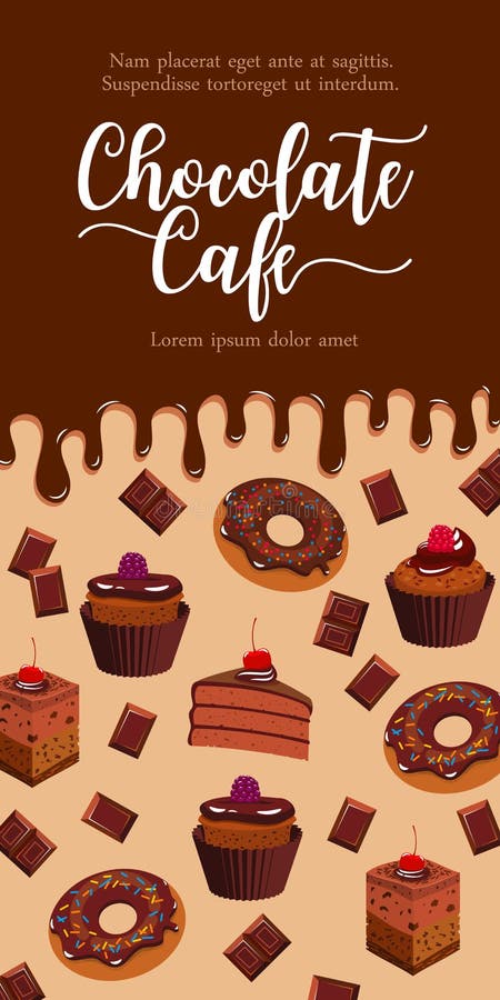 Vector banner for chocolate desserts cafe vector illustration Vector banner for chocolate desserts cafe vector illustration