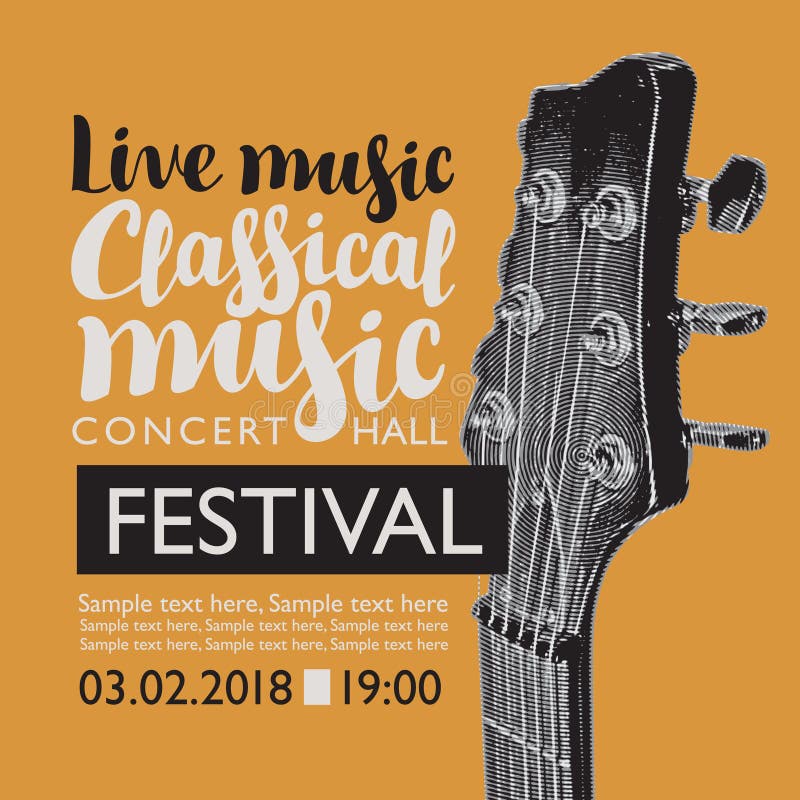 Banner for festival live music with a guitar neck