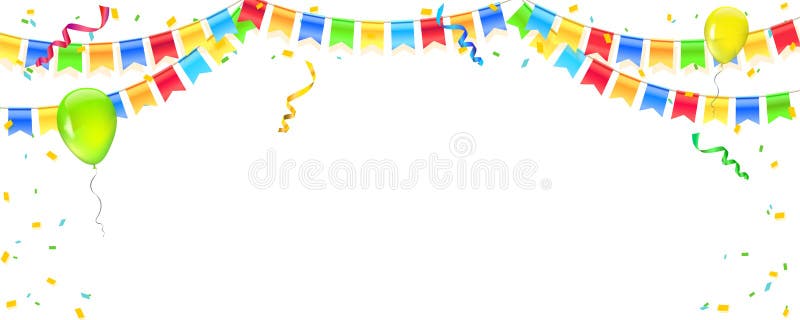 Balloons with Streamers and White Paper Free Space. Transparent Background.  Birthday, Party and Carnival Vector Stock Vector - Illustration of  background, design: 112820218