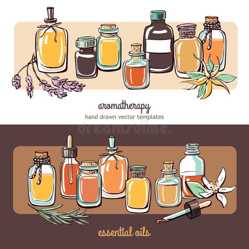 Vector Banner Templates with Essential Oil Bottles Stock Vector ...