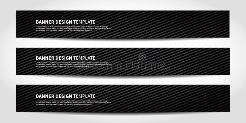Vector banners with abstract geometric background. Black Website headers or footers design
