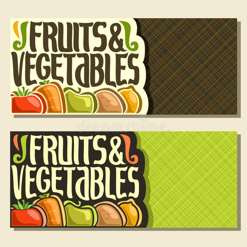 Vector Banners for Fruits and Vegetables Stock Vector - Illustration of  banner, healthy: 101863233