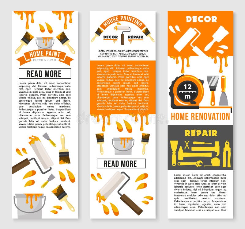 Vector banners of home repair renovation service stock illustration Vector banners of home repair renovation service stock illustration