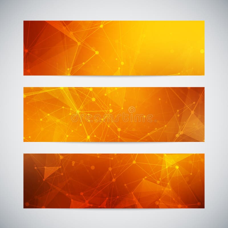 Vector banners set with polygonal abstract shapes vector illustration