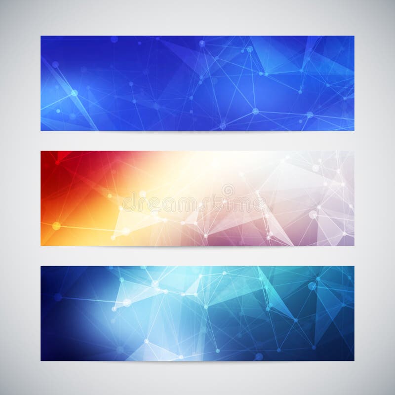 Vector banners set with polygonal abstract shapes royalty free illustration