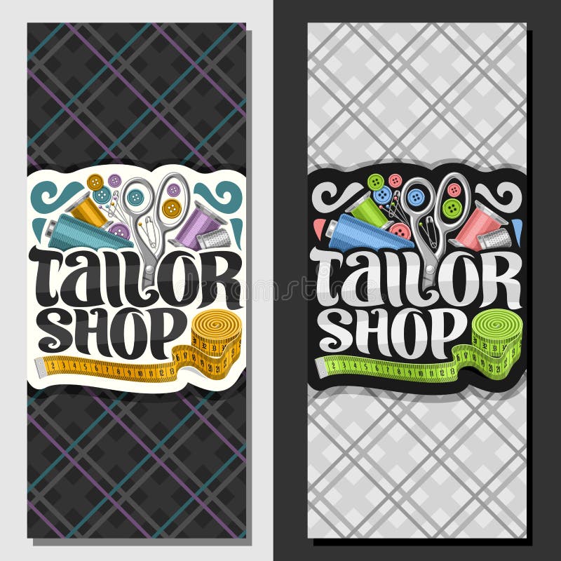 Tailor Shop Banners Set stock vector. Illustration of background ...