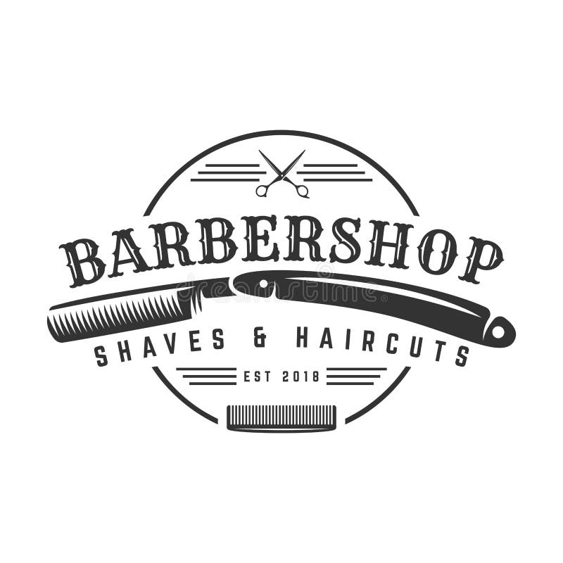 Barbershop vintage Logo template on isolated white background