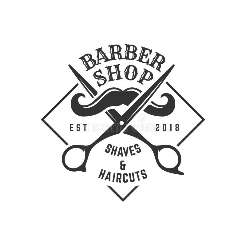 Barbershop vintage Logo template on isolated white background