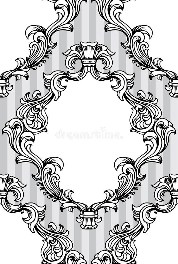 Vector Baroque Acanthus Leaves Frame Seamless Pattern Stock Vector