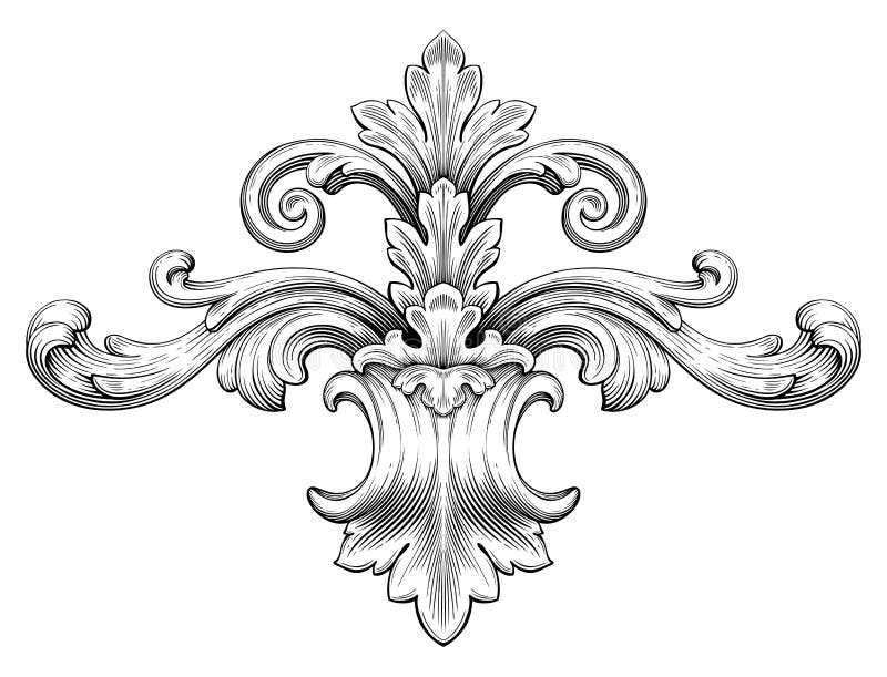 Vector barroco del ornamento de la voluta del marco del vintage