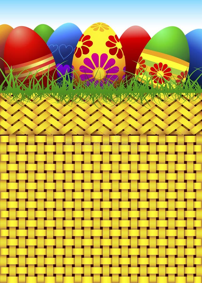 Vector Basket Full of Easter Eggs Stock Vector Illustration of cross