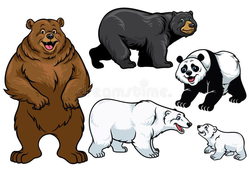 Bear set in cartoon style royalty free illustration