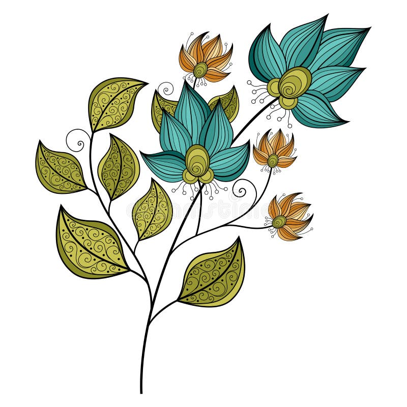 Vector Beautiful Colored Contour Flower