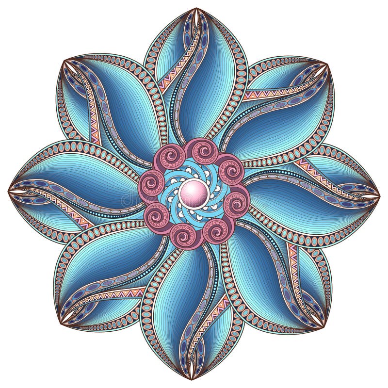 Vector Beautiful Deco Colored Contour Mandala royalty free illustration Vector Beautiful Deco Colored Contour Mandala royalty free illustration