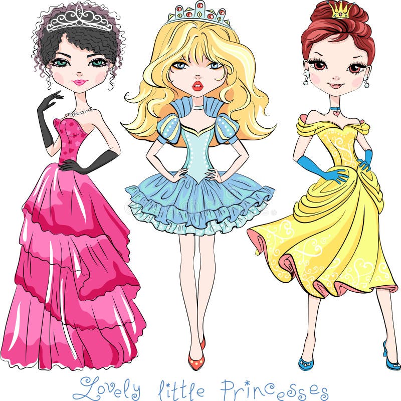 Vector beautiful fashion girl princesses