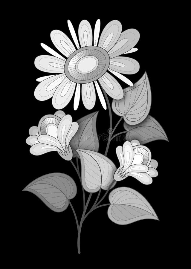 Vector Beautiful Monochrome Flower Stock Vector Illustration Of Boho