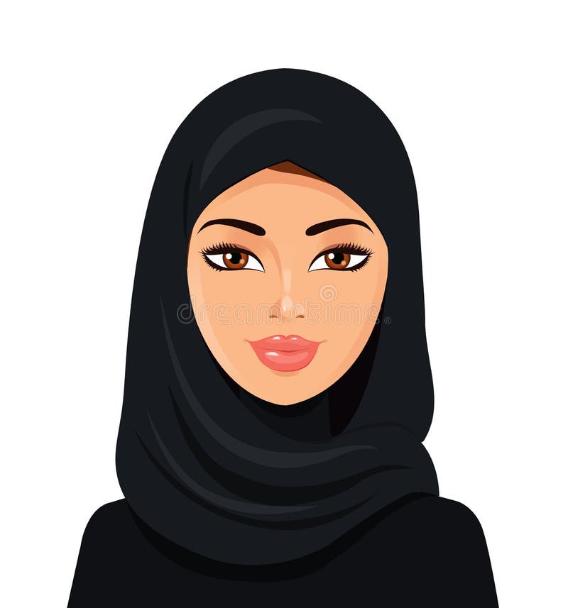 Vector - Beautiful muslim woman in black hijab. Isolated