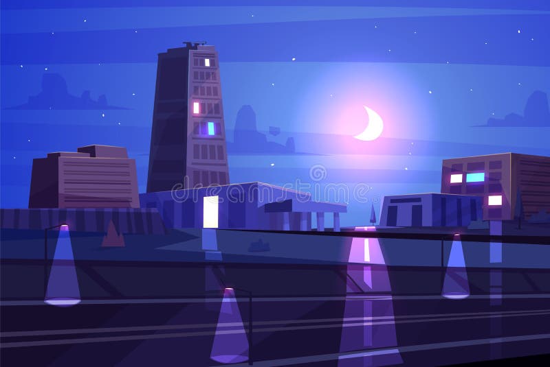 Vector Beautiful Night Cartoon City with Moon. Stock Vector - Illustration of outdoor, backdrop: 65720813 Vector Beautiful Night Cartoon City with Moon. Stock Vector - Illustration of outdoor, backdrop: 65720813