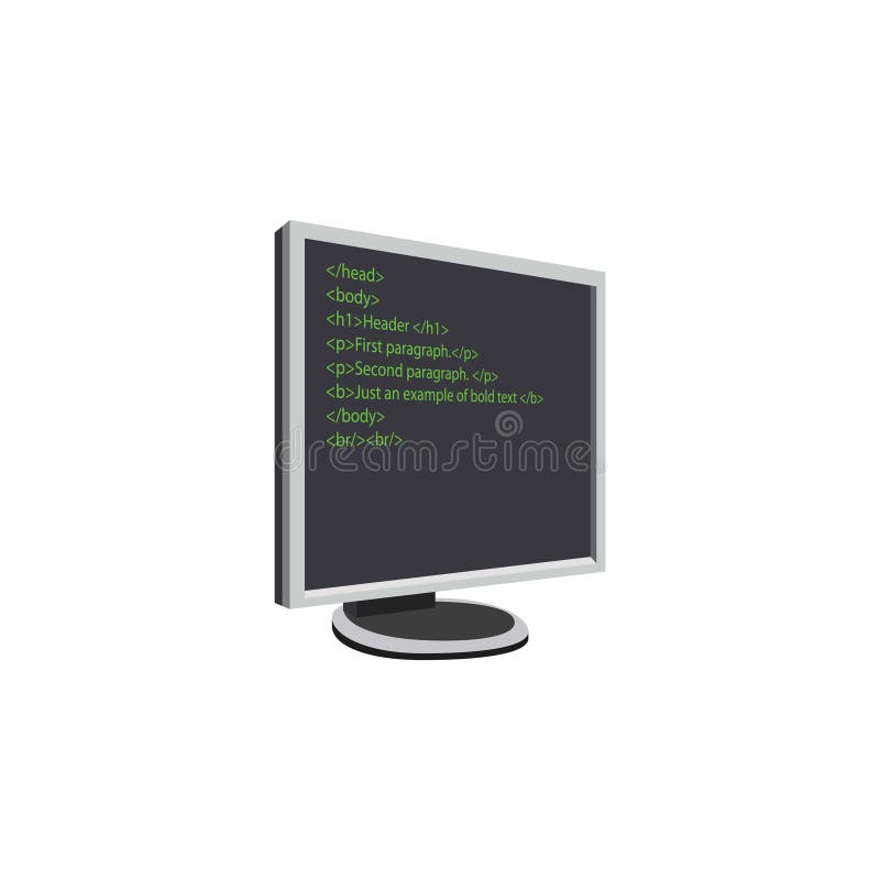 Vector beeld Computermonitor met code vector illustratie