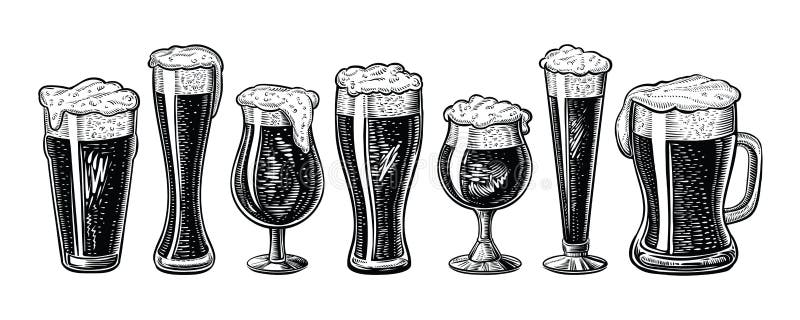 Types of beer glasses Royalty Free Vector Image