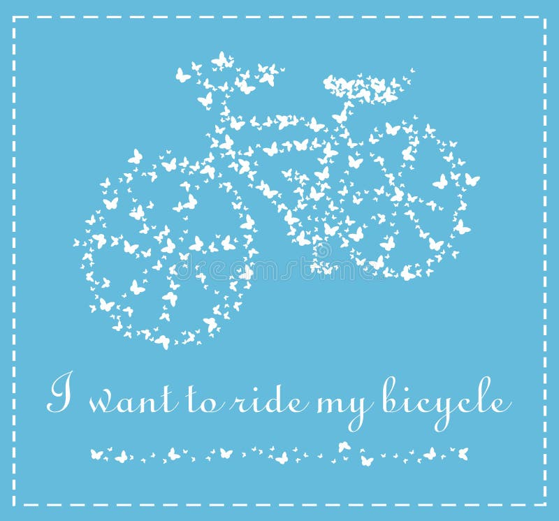 Vector Bicycle of Butterflies on a Blue Background Stock Vector