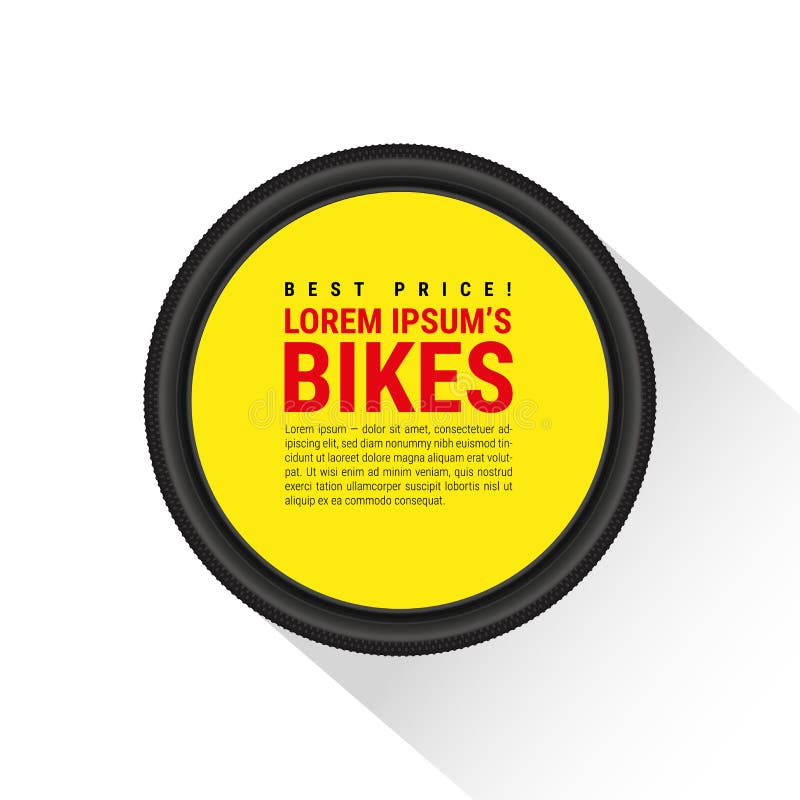 Vector Bicycle Tire, Template for Advertising with Target and Sample