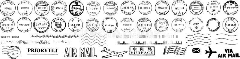 Vector big set cancellation post stamps vector illustration