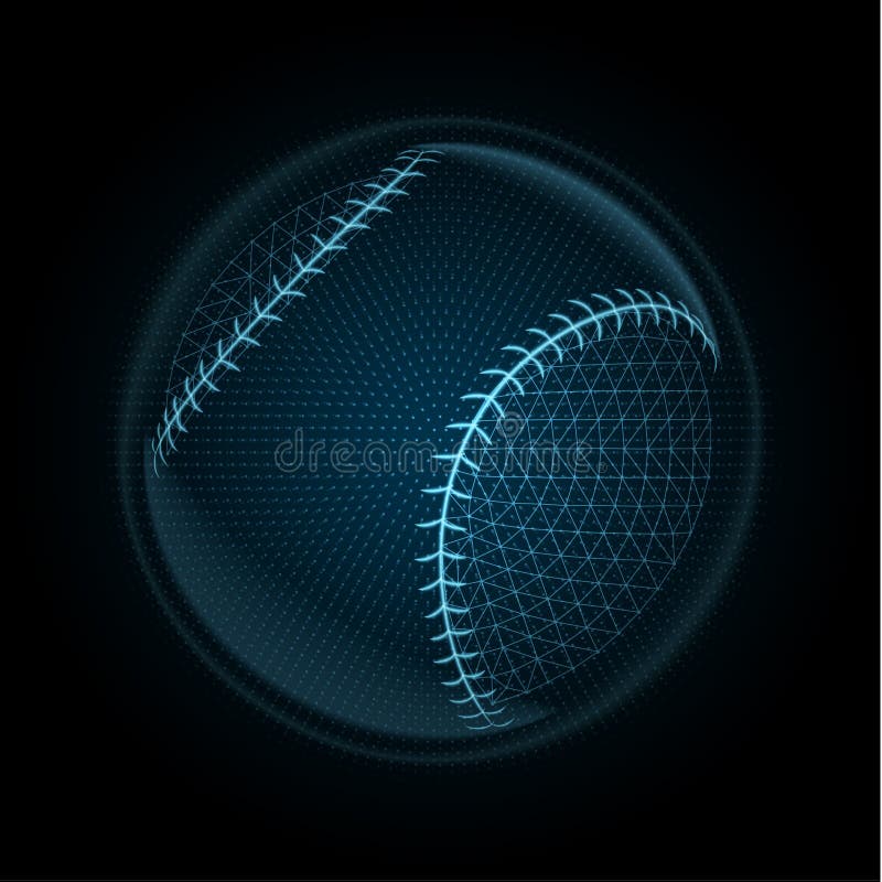Vector Bild eines Baseballballs, der von glühenden Linien u. von Punkten gemacht wird lizenzfreie abbildung Vector Bild eines Baseballballs, der von glühenden Linien u. von Punkten gemacht wird lizenzfreie abbildung