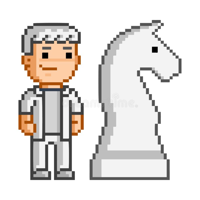 Premium Vector  White chess piece in pixel art style