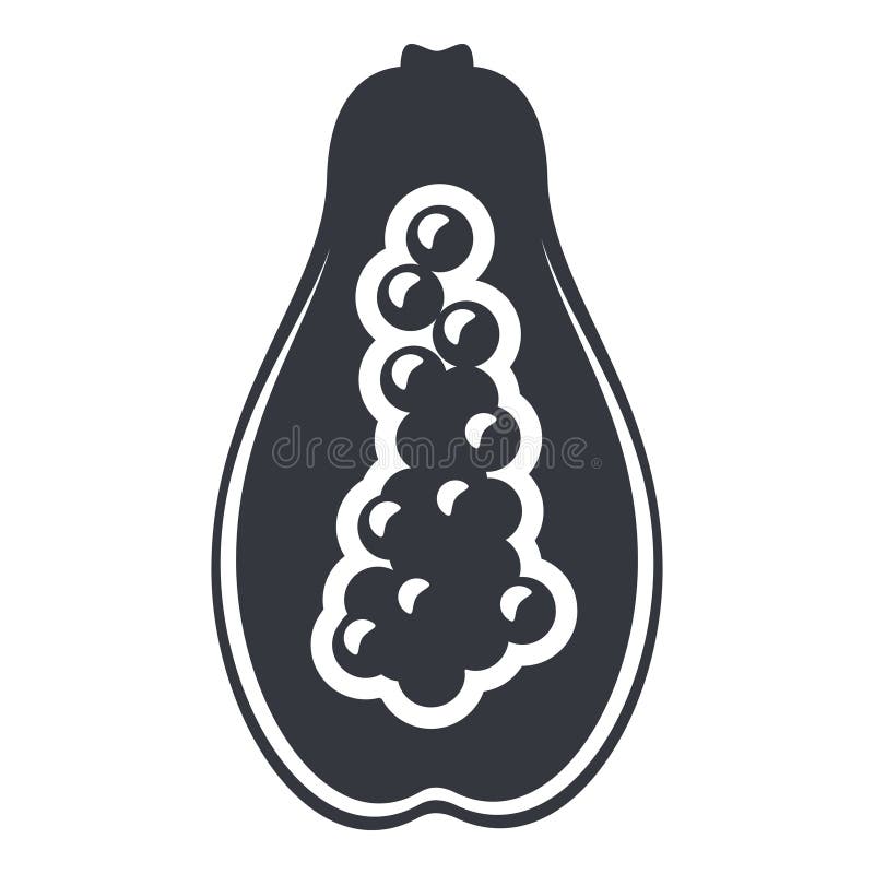 Vector Black Basic Icon - Papaya Fruit vector illustration