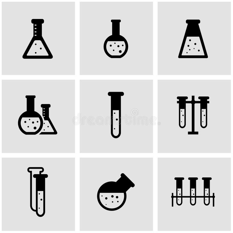 Vector black chemistry icon set vector illustration