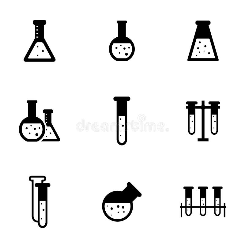 Vector black chemistry icon set vector illustration