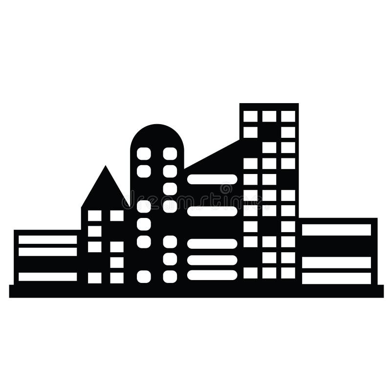 Vector Black City Icons Set Stock Vector - Illustration of horizontal ...