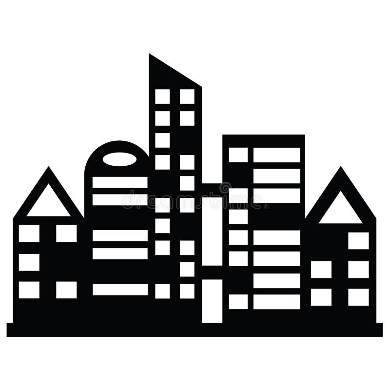 Vector Black City Icons Set Stock Vector - Illustration of horizontal ...