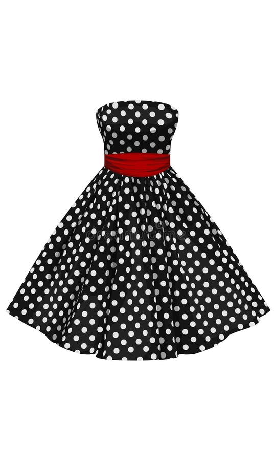 red dress with black dots