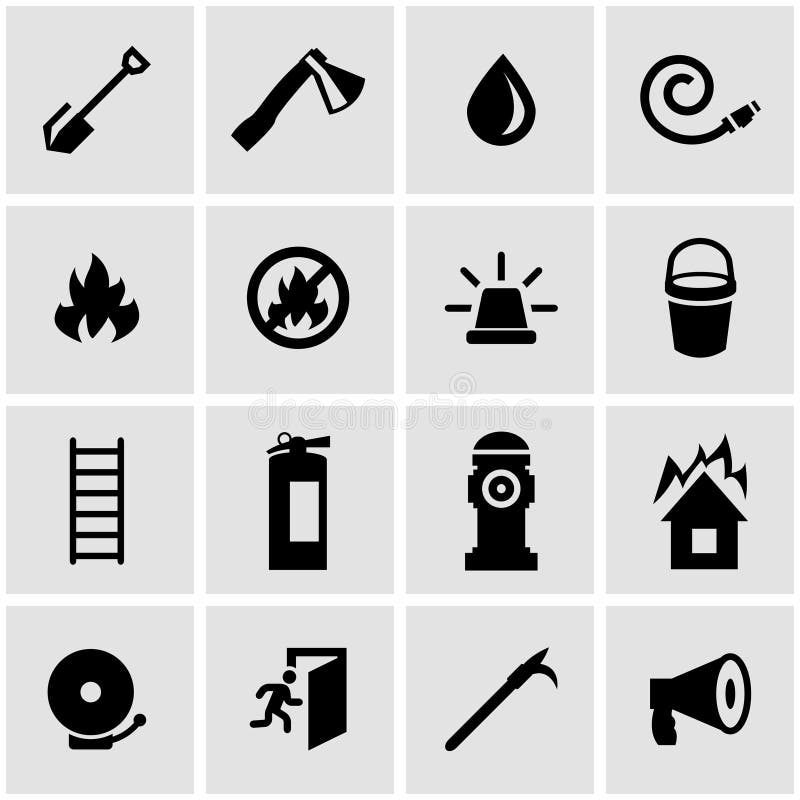 Vector black firefighter icon set royalty free illustration