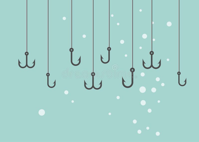 Vector black Fishing hooks icons set.