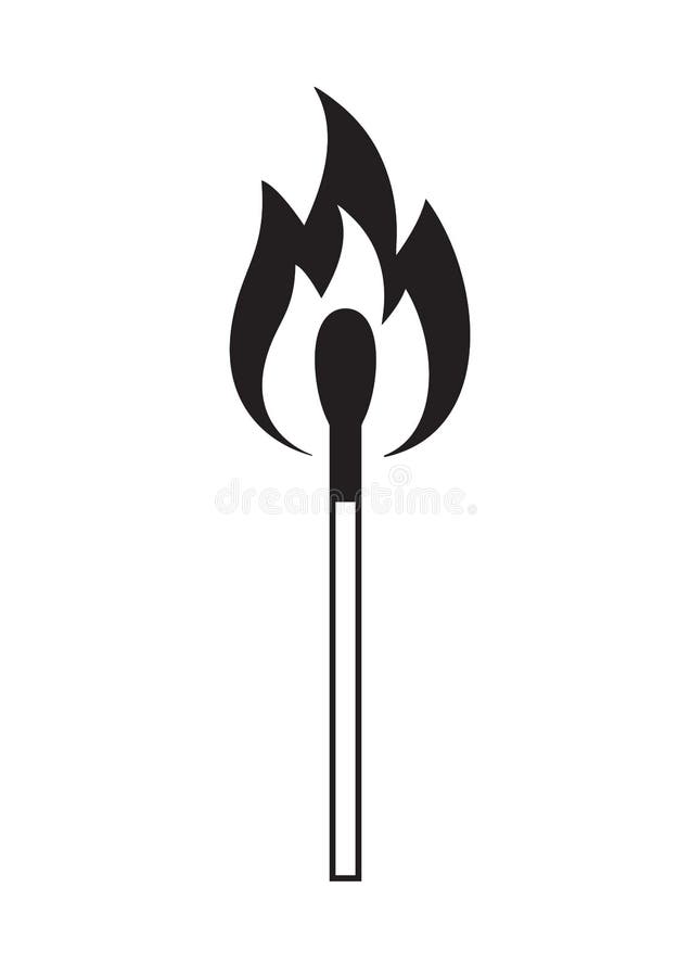 Burning Match Black And White Vector Stock Vector Illustration of
