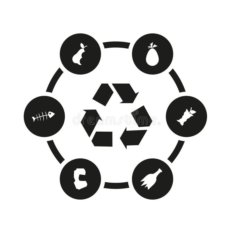 Vector black garbage icon set vector illustration