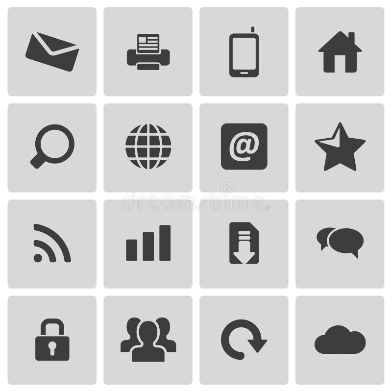 Vector black internet icons set vector illustration