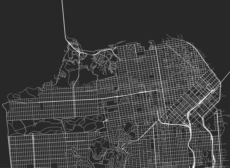 Vector black map of San Francisco royalty free illustration
