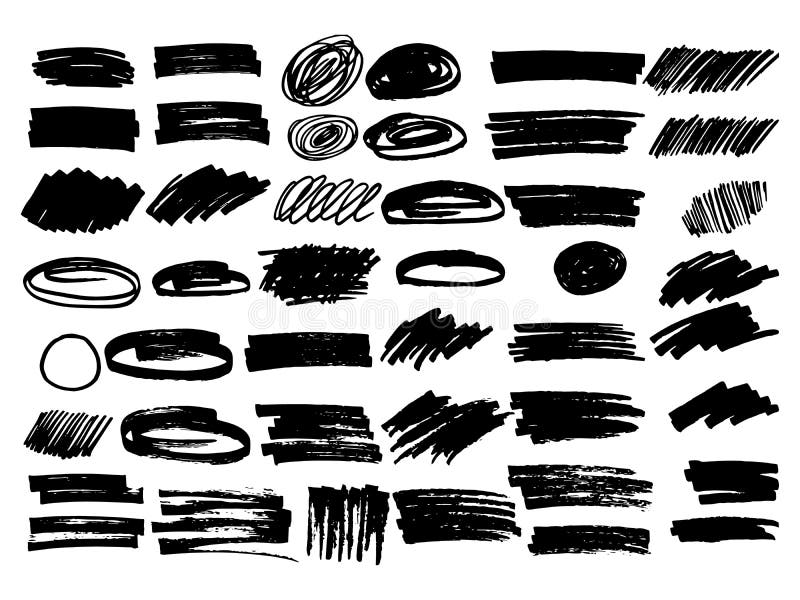 Brush strokes or pen scratches of ink Royalty Free Vector