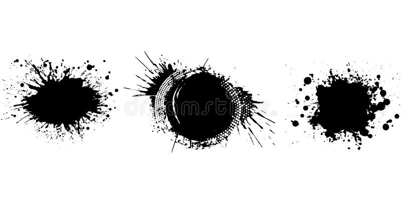 Vector Grunge backgrounds set. Brush black paint ink stroke over square frame. royalty free illustration