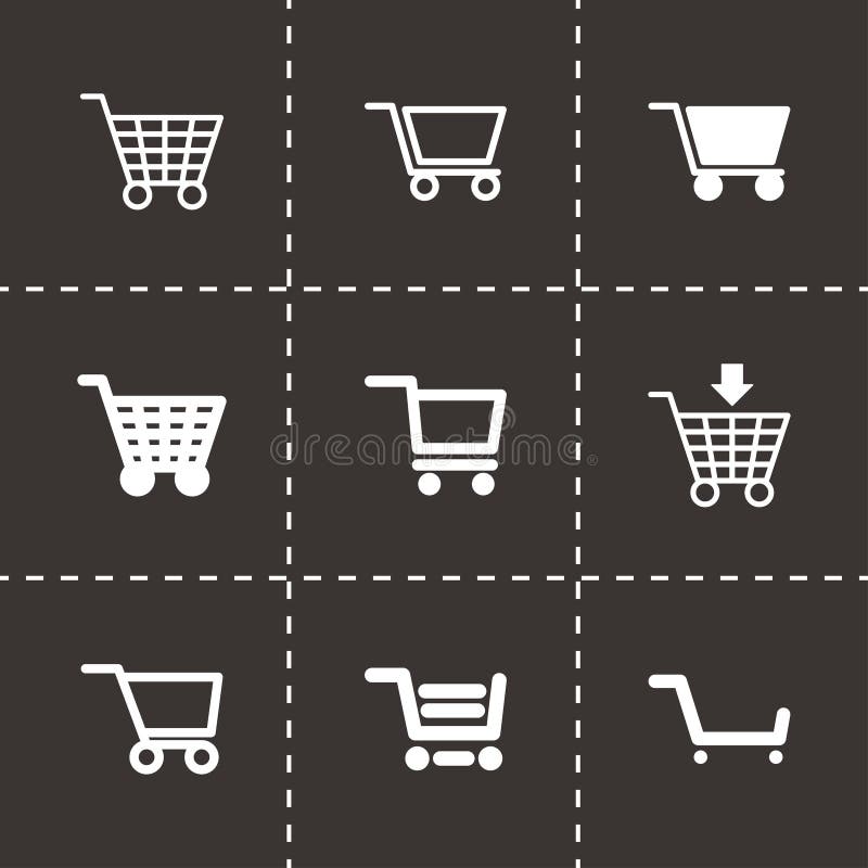 Vector black shopping cart icon set vector illustration