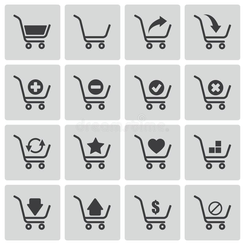 Vector black shopping cart icons royalty free illustration