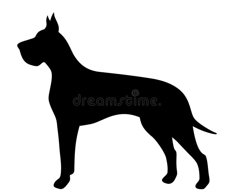 Vector black silhouette of a Great Dane dog. royalty free illustration