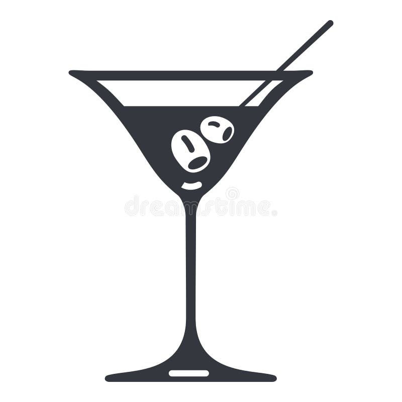 Download Vector Black Silhouette Icon - Martini Cocktail Glass ...