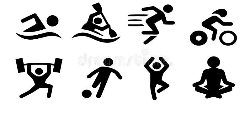 Vector Black Sports Icons Set on Gray Stock Vector - Illustration of  buttocks, ikona: 128119051