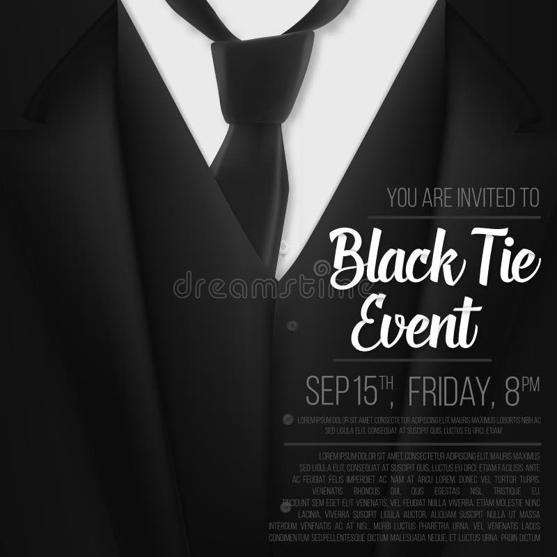 Vector Black Suit Black Tie Event Invitation Template Realistic