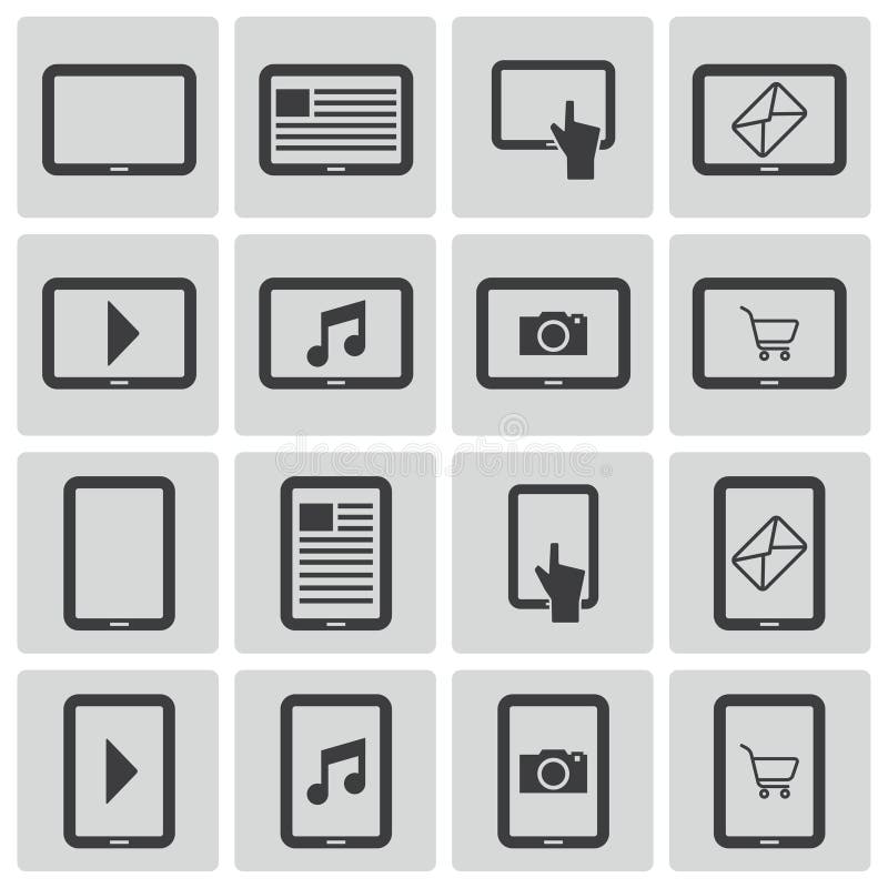 Vector black tablet icons royalty free illustration